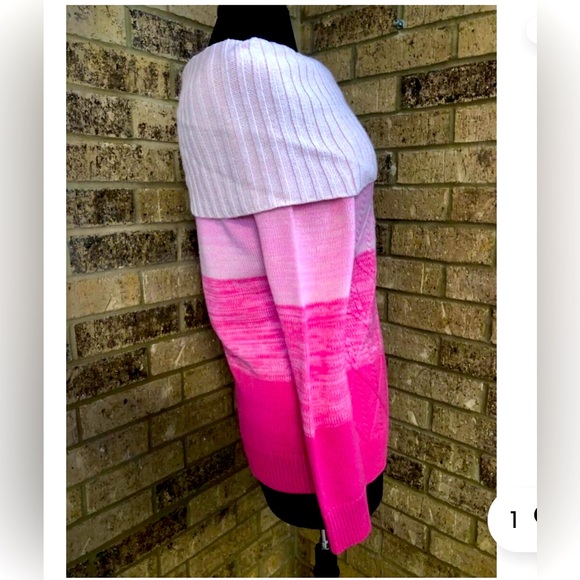 NWOT New York & Company Multi Pink Off The Shoulders Cowl Neck Sweater - Picture 4 of 11